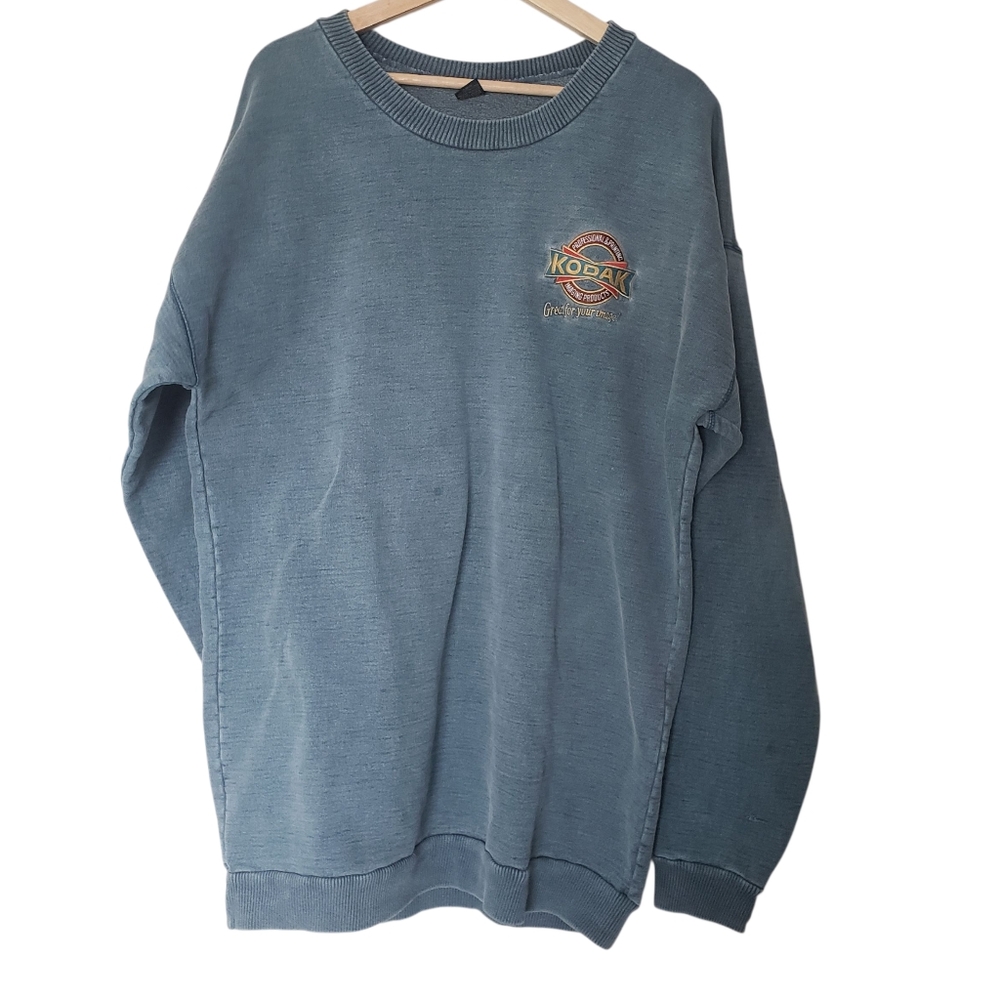 Vintage Sweatshirt Kodak Embroidered Logo Camera Photography WORN Size L